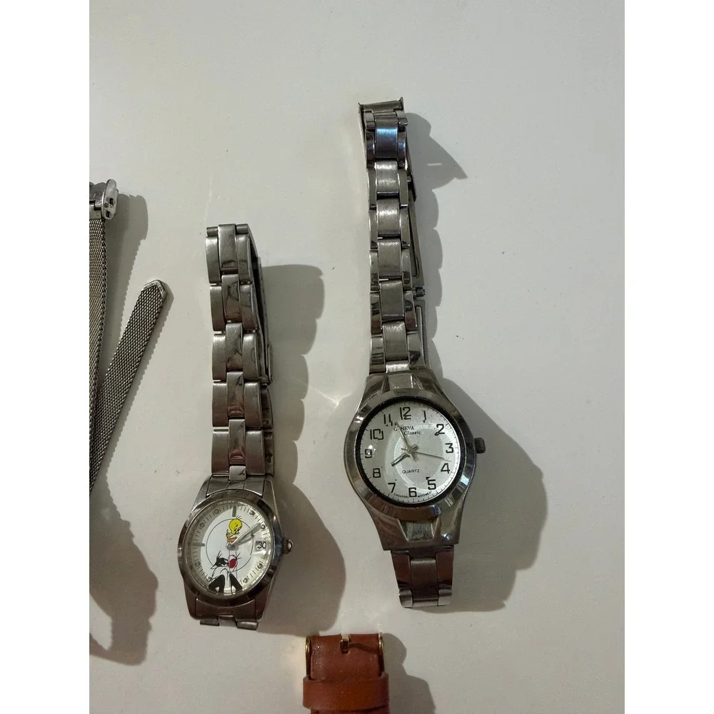 Vintage Novelty Watch Lot 7pc Geneva Tweety Bird‎ Cat Elf  *not working